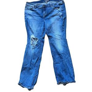 Torrid distressed blue jeans size 18 short straight leg high rise
